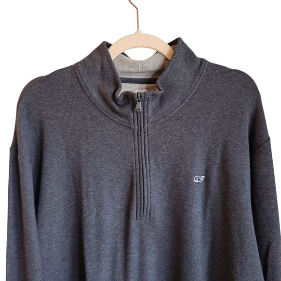 Vineyard Vines Sweater Gray XXL Men's Saltwater 1/4 Quarter Zip Pullover Pima - Picture 2 of 10